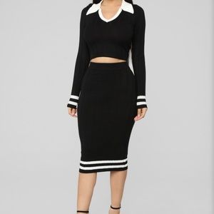 Prep In My Step Sweater Set - Black/White